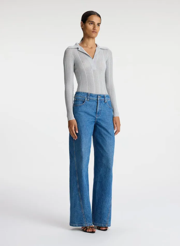 ALC Knitwear Elsa Metallic Knit Top Mercury 8211 Women