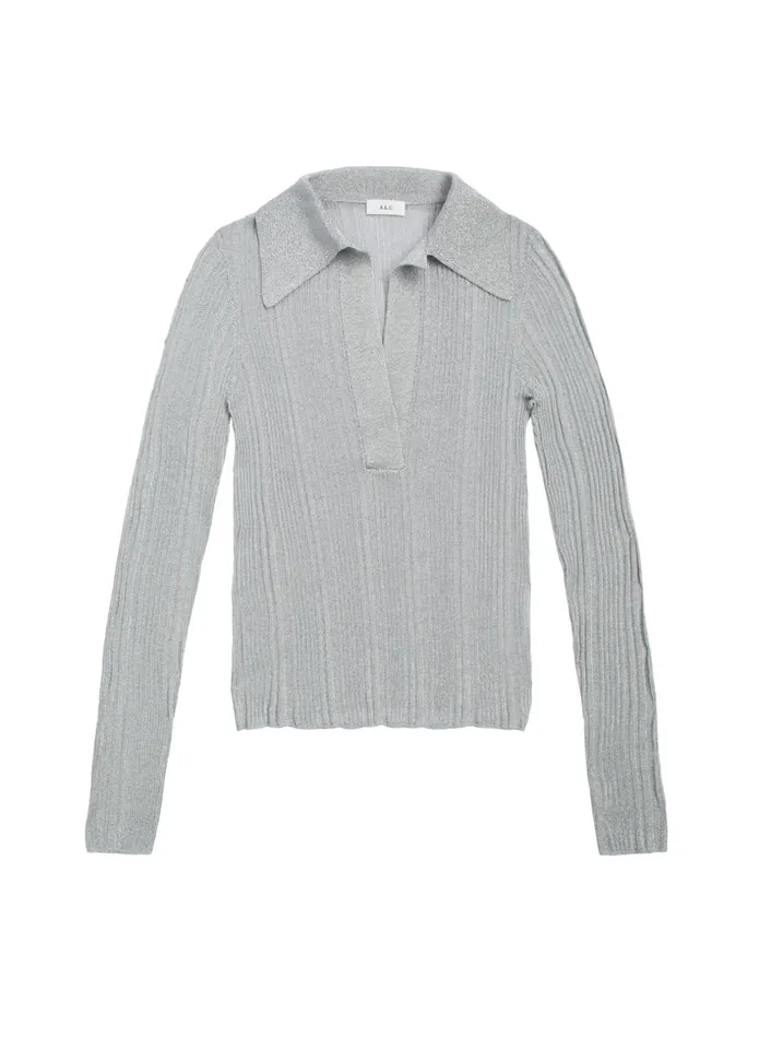 ALC Knitwear Elsa Metallic Knit Top Mercury 8211 Women