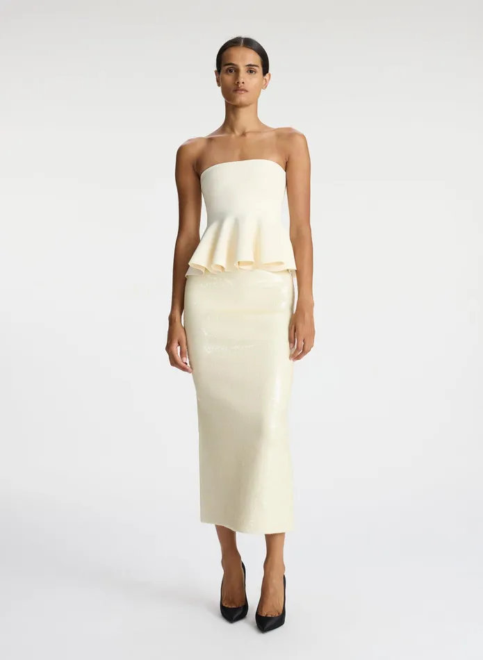 ALC Knitwear Joan Sequin Knit Skirt Cream 8211 Women