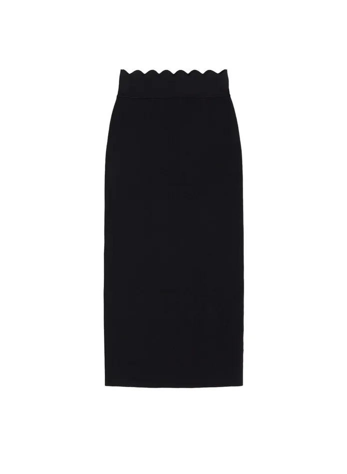 ALC Knitwear Quincy Scalloped Knit Midi Skirt Black 8211 Women