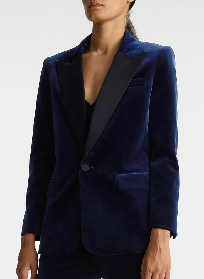 ALC Sets Davin Ii Velvet Tuxedo Jacket Navy 8211 Women