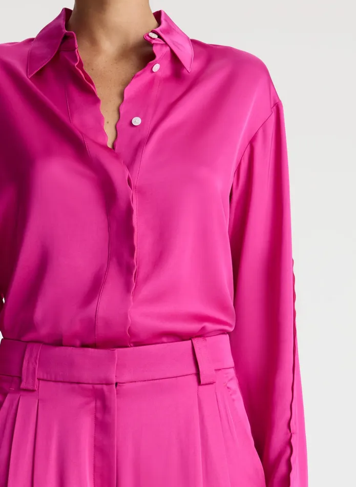 ALC Sets Haven Scalloped Satin Top Disco Pink 8211 Women