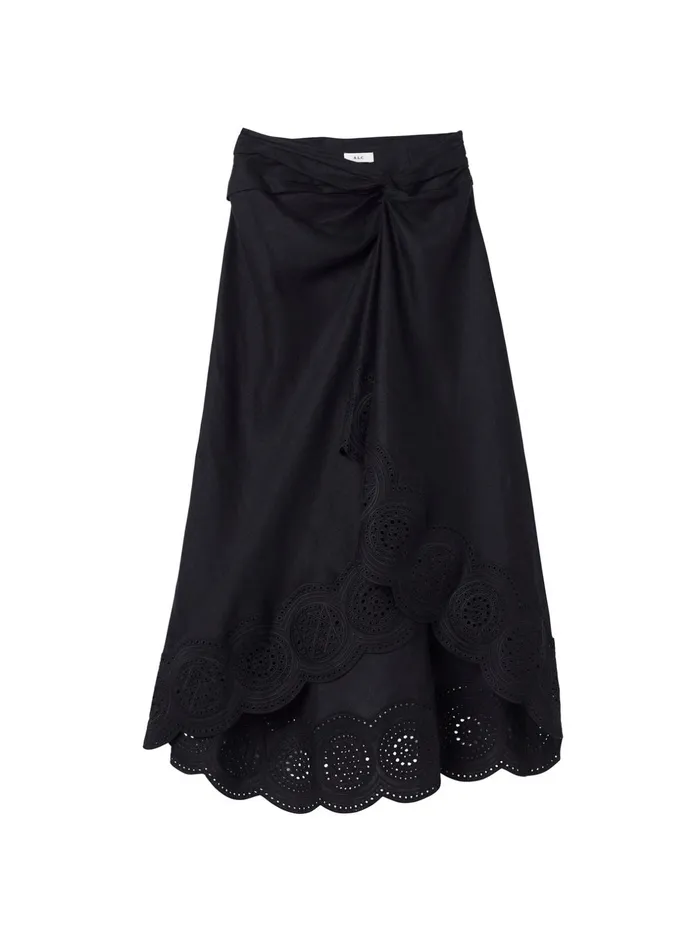 ALC Skirts Heather Linen Eyelet Skirt Blackblack 8211 Women