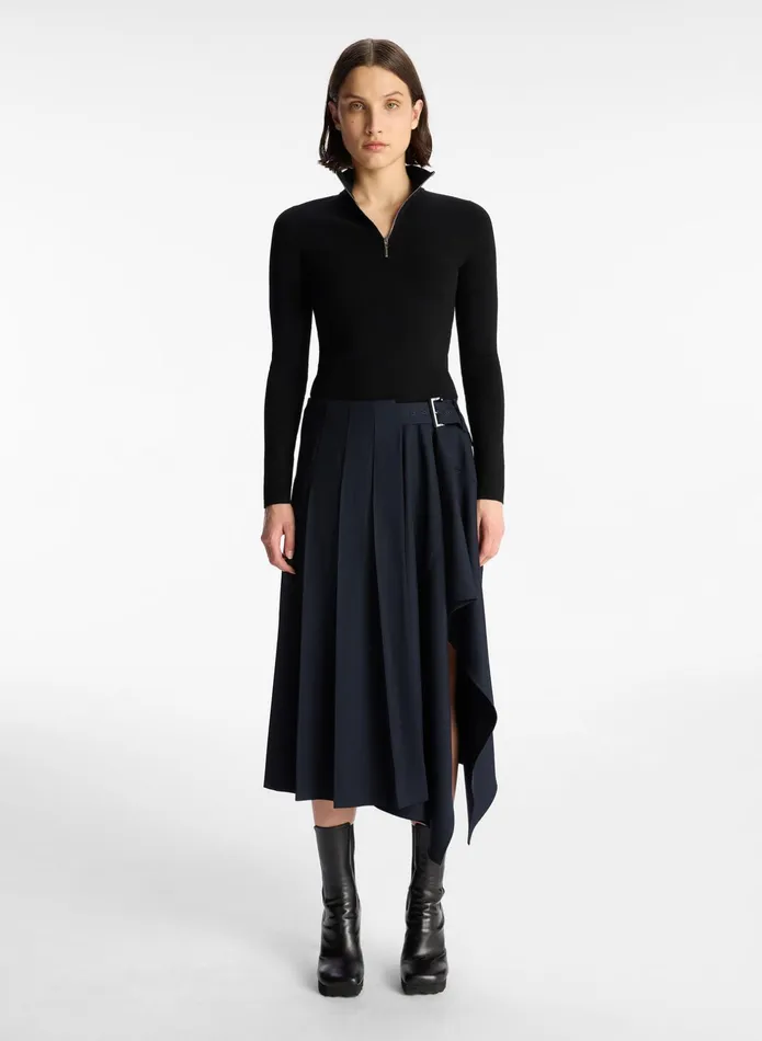 ALC Skirts Wayland Pleated Midi Skirt Navy 8211 Women