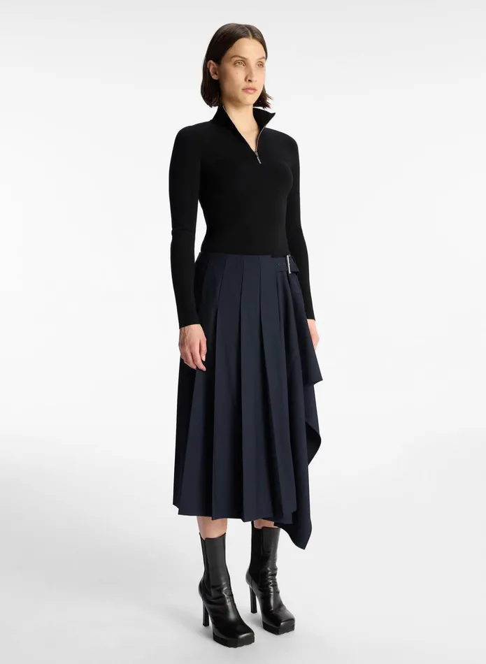 ALC Skirts Wayland Pleated Midi Skirt Navy 8211 Women