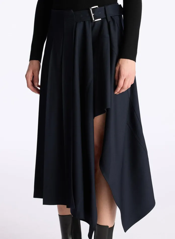 ALC Skirts Wayland Pleated Midi Skirt Navy 8211 Women