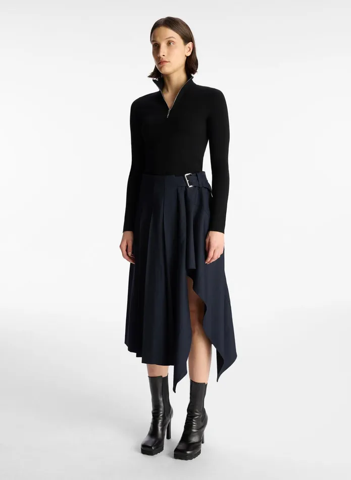 ALC Skirts Wayland Pleated Midi Skirt Navy 8211 Women