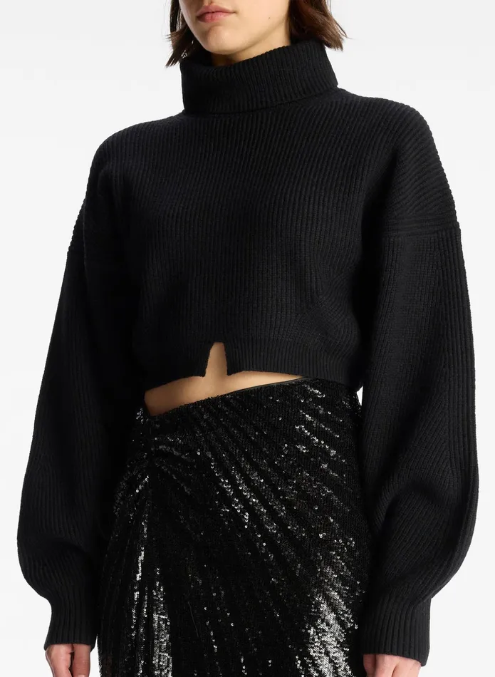 ALC Sweaters Brennan Cropped Wool Sweater Black 8211 Women