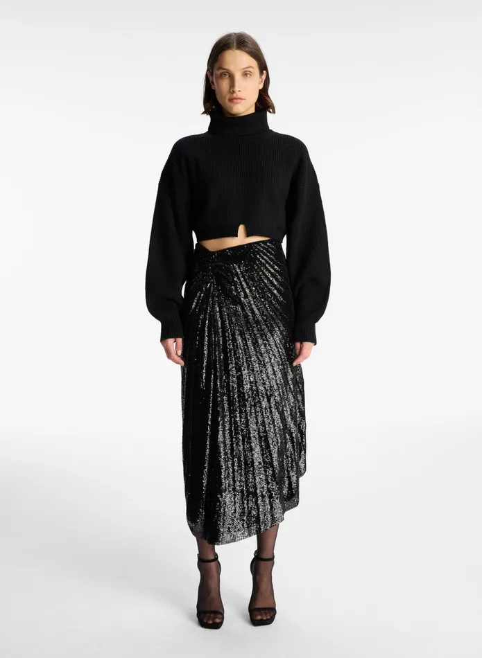 ALC Sweaters Brennan Cropped Wool Sweater Black 8211 Women