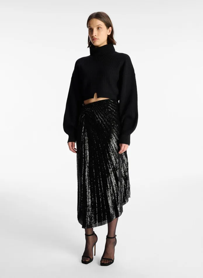 ALC Sweaters Brennan Cropped Wool Sweater Black 8211 Women