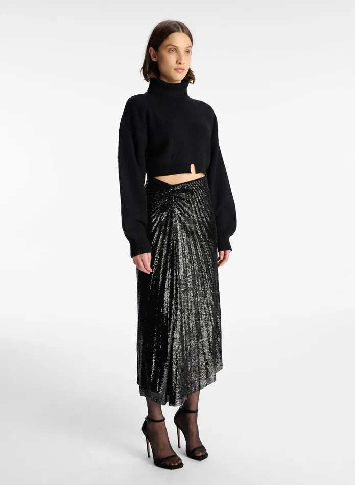 ALC Sweaters Brennan Cropped Wool Sweater Black 8211 Women