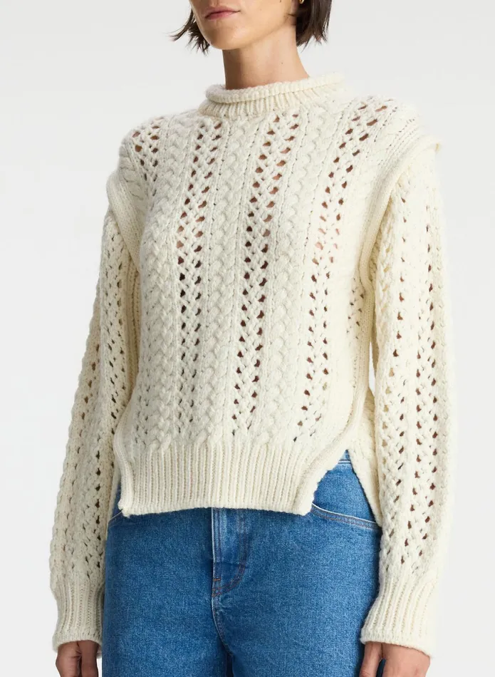 ALC Sweaters Chandler Cotton Cable Sweater Off White 8211 Women