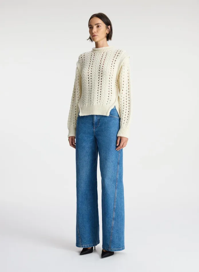 ALC Sweaters Chandler Cotton Cable Sweater Off White 8211 Women