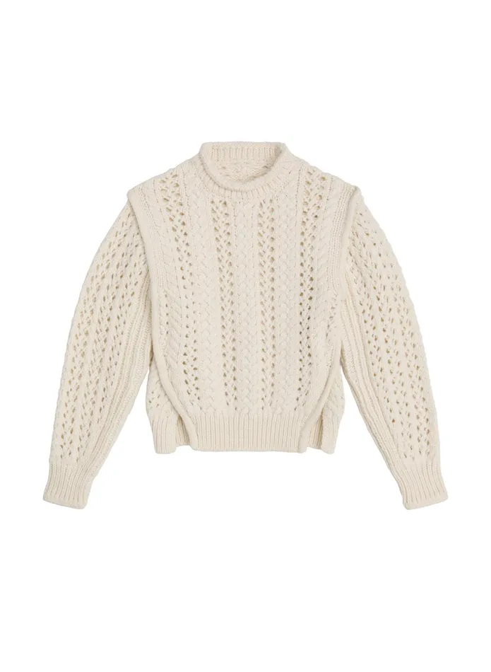 ALC Sweaters Chandler Cotton Cable Sweater Off White 8211 Women