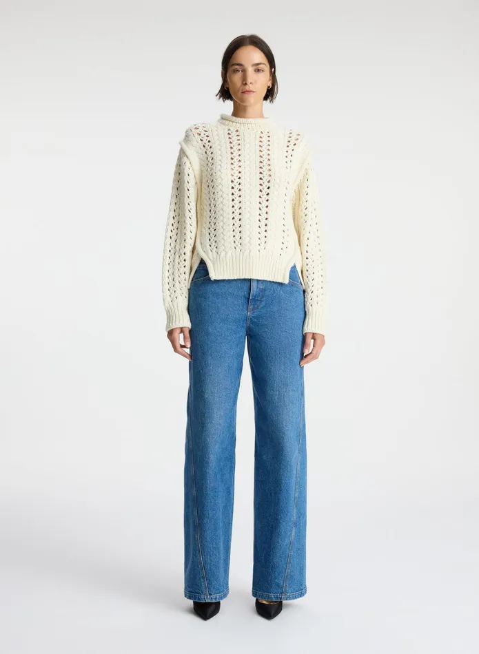 ALC Sweaters Chandler Cotton Cable Sweater Off White 8211 Women