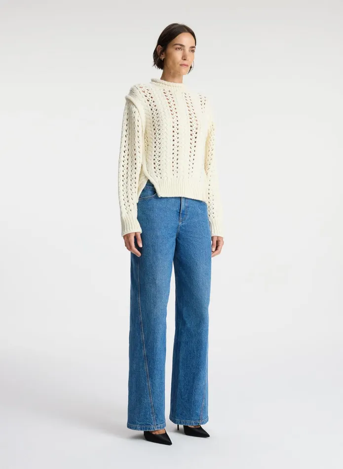 ALC Sweaters Chandler Cotton Cable Sweater Off White 8211 Women