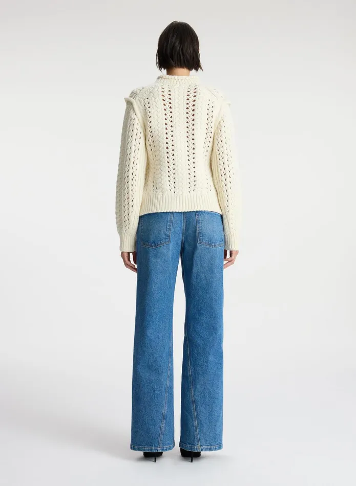 ALC Sweaters Chandler Cotton Cable Sweater Off White 8211 Women