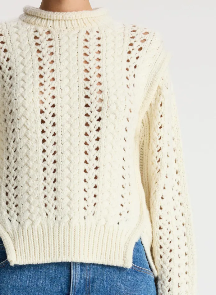 ALC Sweaters Chandler Cotton Cable Sweater Off White 8211 Women