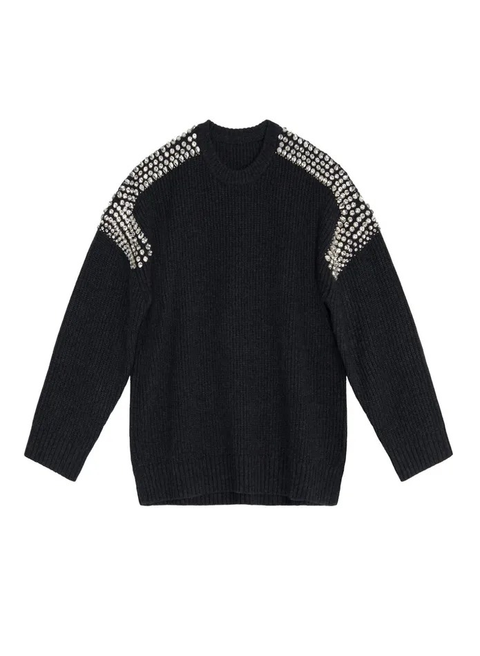 ALC Sweaters Colby Embellished Wool Sweater Dark Heather Grey 8211 Women