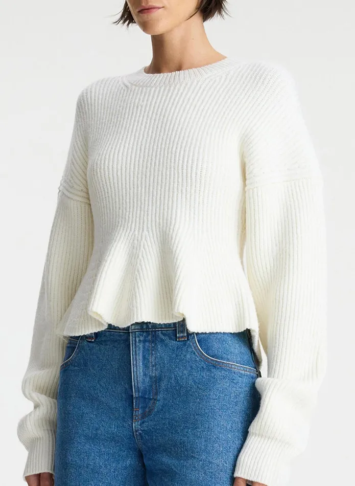 ALC Sweaters Eliza Peplum Wool Sweater Buttercream 8211 Women
