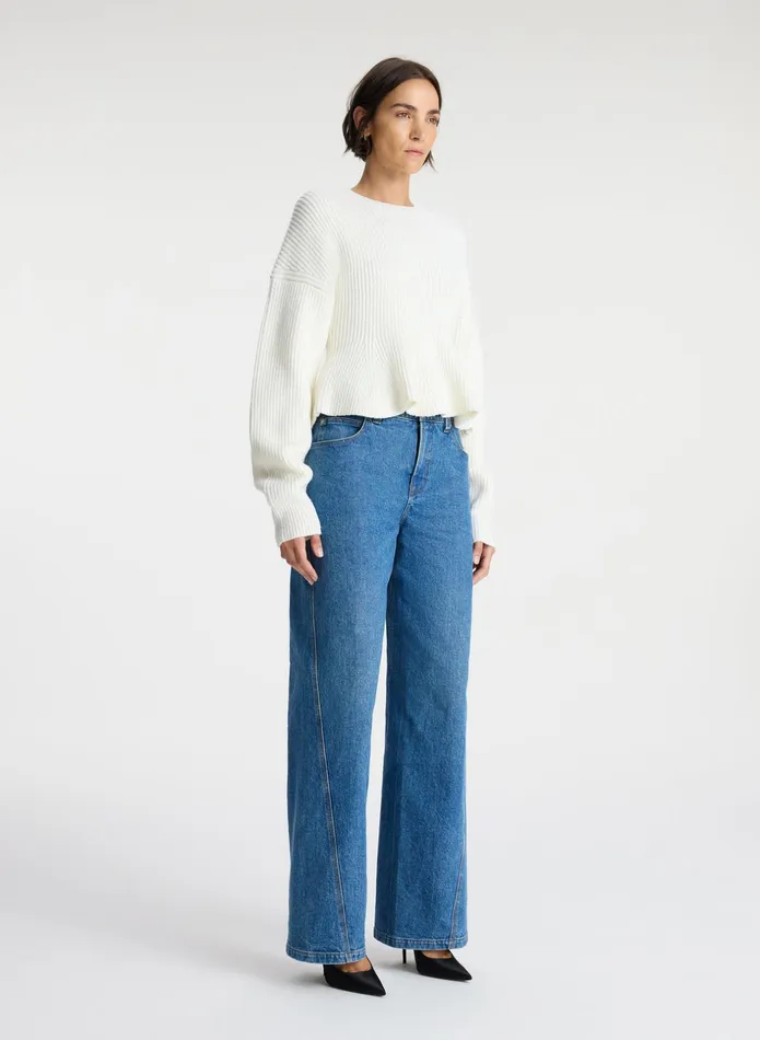 ALC Sweaters Eliza Peplum Wool Sweater Buttercream 8211 Women