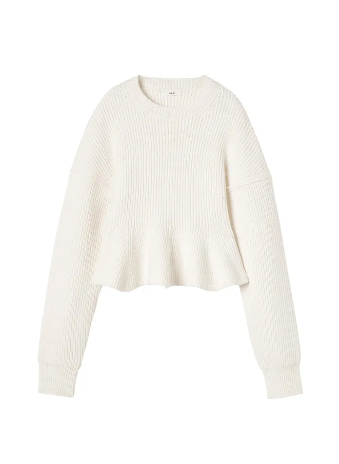 ALC Sweaters Eliza Peplum Wool Sweater Buttercream 8211 Women