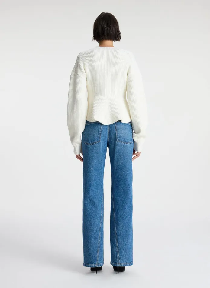 ALC Sweaters Eliza Peplum Wool Sweater Buttercream 8211 Women