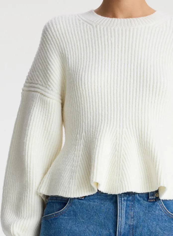 ALC Sweaters Eliza Peplum Wool Sweater Buttercream 8211 Women