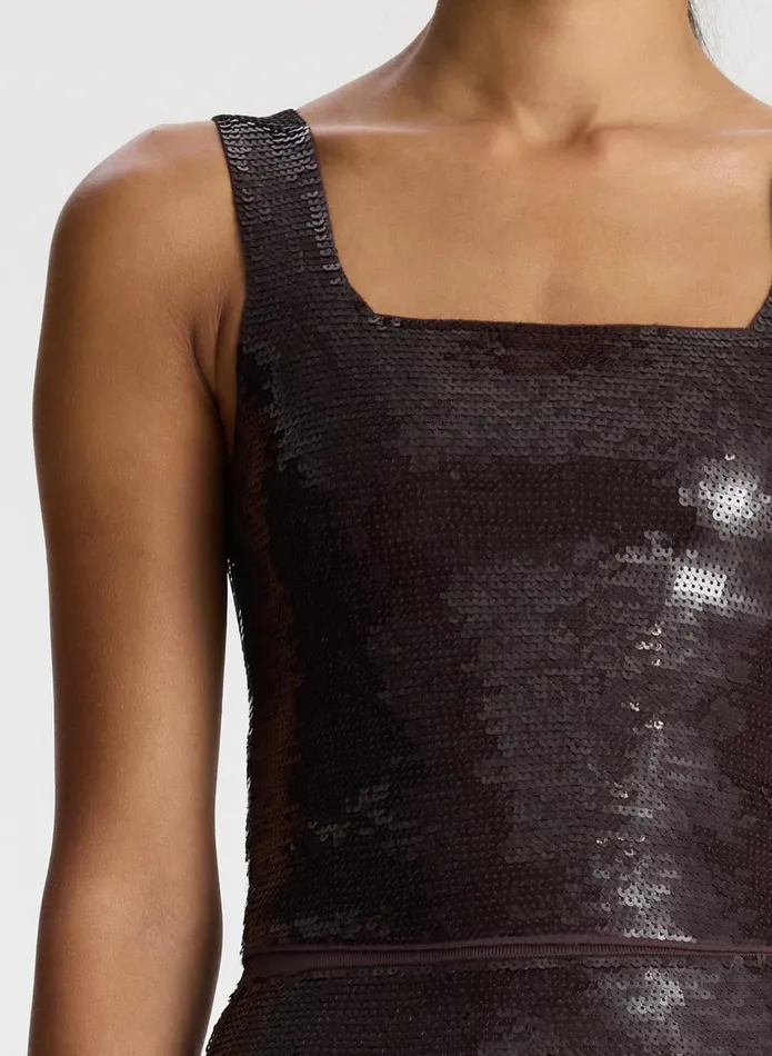 ALC Tees and Tanks Victoria Sequin Knit Top Dark Brown 8211 Women