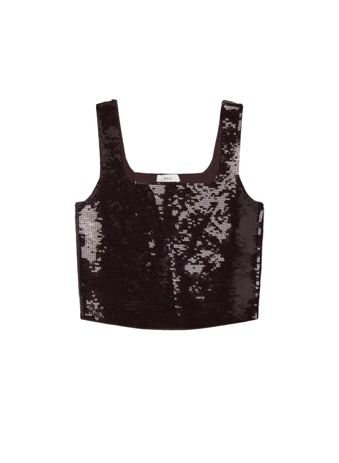ALC Tees and Tanks Victoria Sequin Knit Top Dark Brown 8211 Women