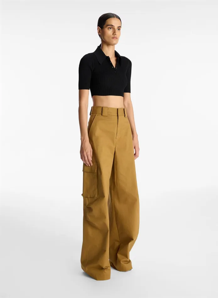 ALC Tops Cropped Atlas Rib Knit Top Black 8211 Women