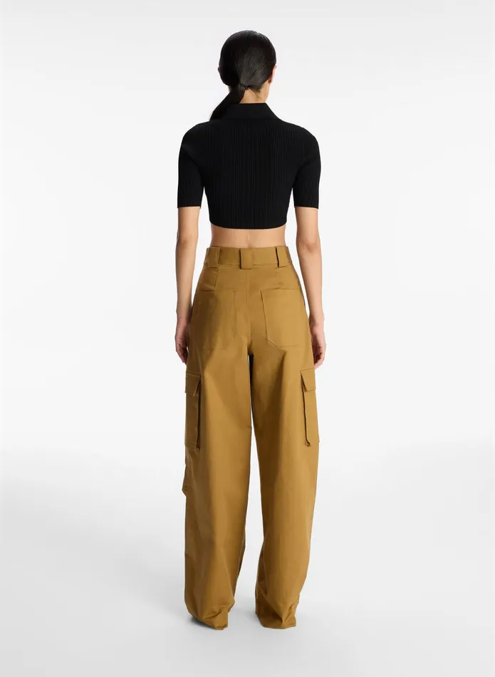 ALC Tops Cropped Atlas Rib Knit Top Black 8211 Women