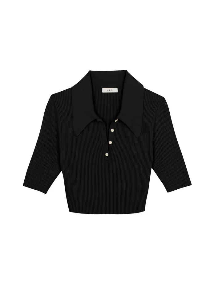 ALC Tops Cropped Atlas Rib Knit Top Black 8211 Women