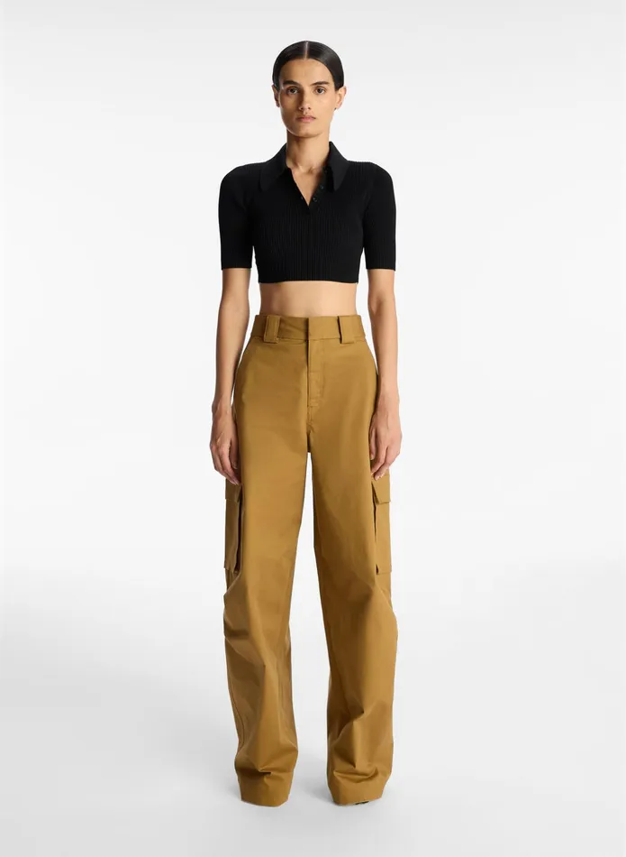 ALC Tops Cropped Atlas Rib Knit Top Black 8211 Women