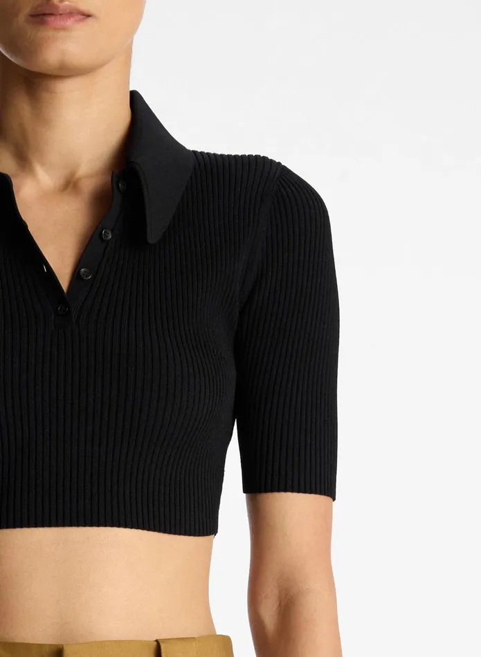ALC Tops Cropped Atlas Rib Knit Top Black 8211 Women