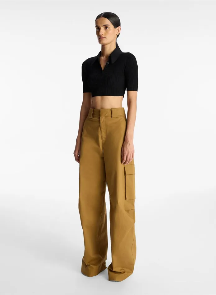 ALC Tops Cropped Atlas Rib Knit Top Black 8211 Women