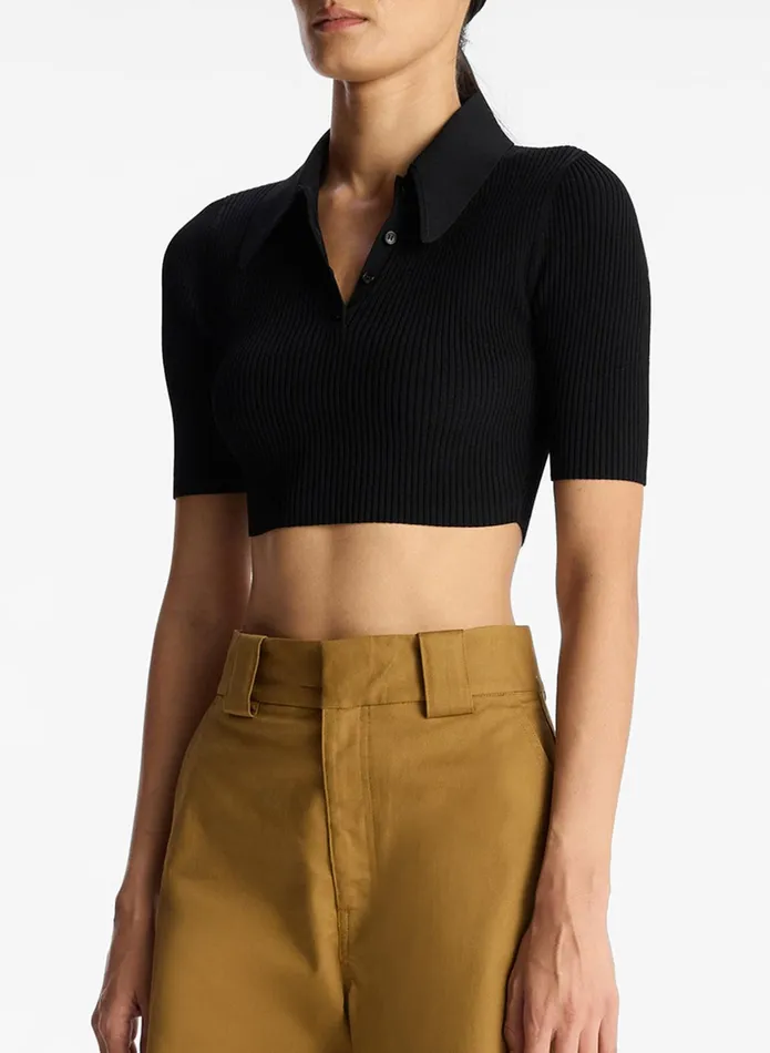 ALC Tops Cropped Atlas Rib Knit Top Black 8211 Women