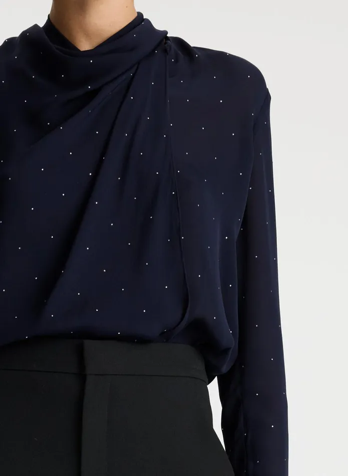 ALC Tops Luna Embellished Silk Top Evening Blue 8211 Women