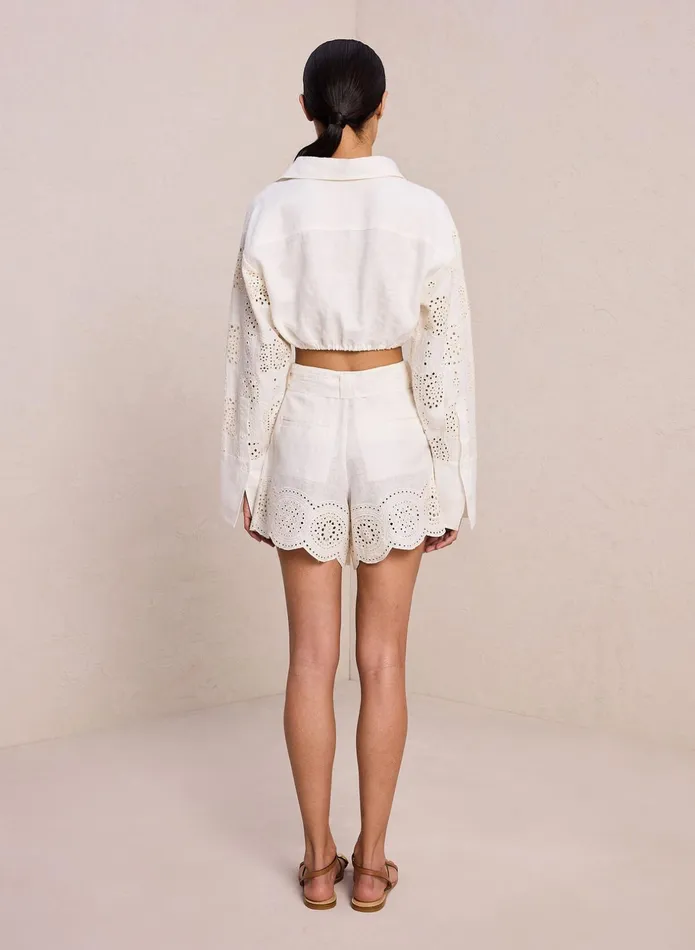 ALC Tops Mason Linen Eyelet Top Ivorycream 8211 Women