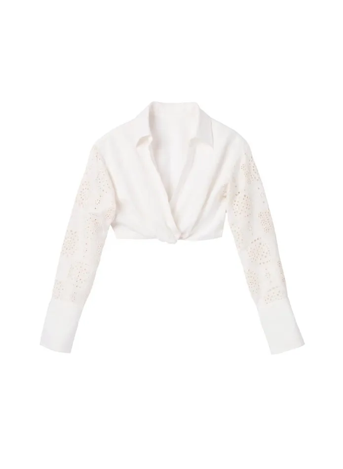 ALC Tops Mason Linen Eyelet Top Ivorycream 8211 Women