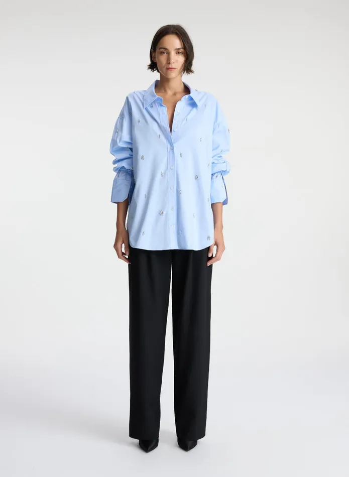 ALC Tops Monica Embellished Cotton Top Sky Blue 8211 Women
