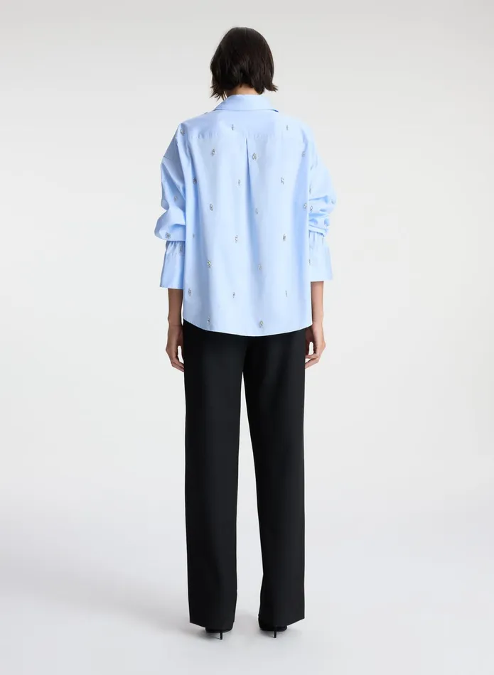 ALC Tops Monica Embellished Cotton Top Sky Blue 8211 Women