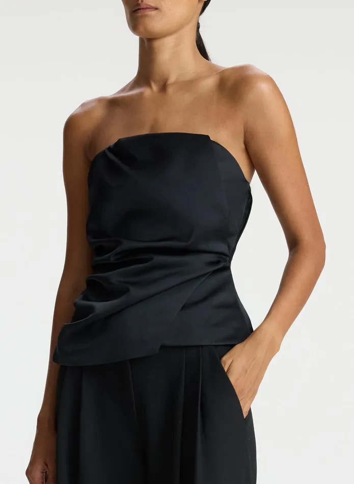 ALC Tops Nata Strapless Satin Top Black 8211 Women