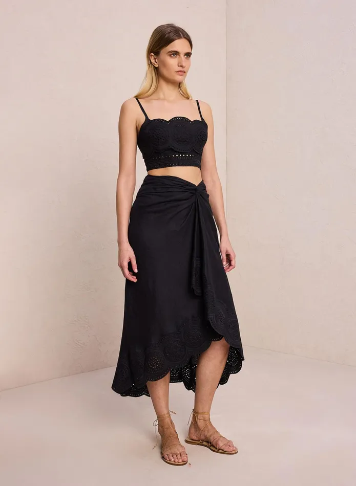 ALC Tops Positano Linen Eyelet Top Blackblack 8211 Women