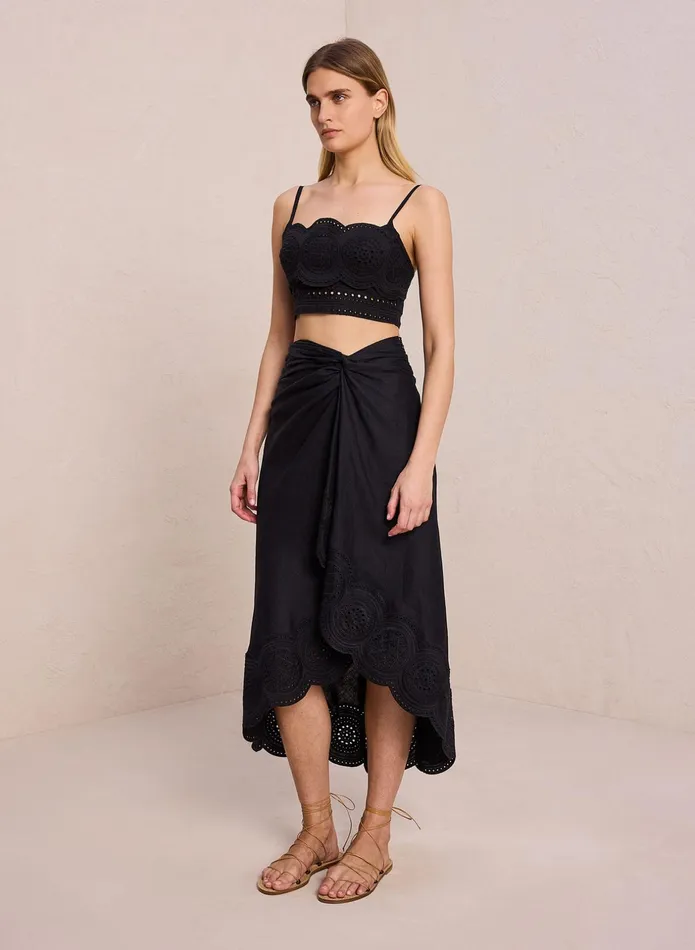 ALC Tops Positano Linen Eyelet Top Blackblack 8211 Women