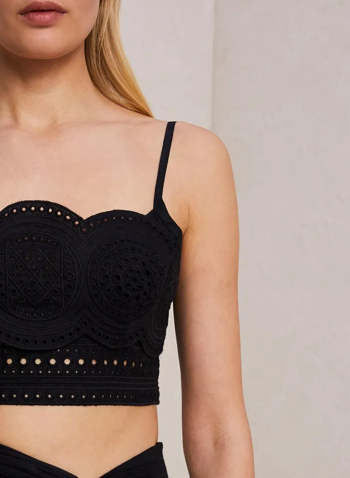ALC Tops Positano Linen Eyelet Top Blackblack 8211 Women