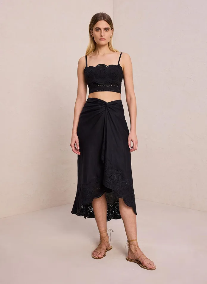 ALC Tops Positano Linen Eyelet Top Blackblack 8211 Women
