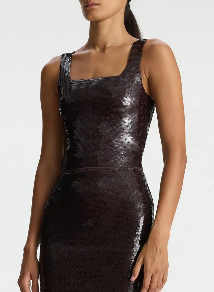 ALC Tops Victoria Sequin Knit Top Dark Brown 8211 Women