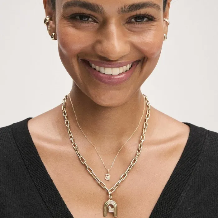Adina Reyter Charm Necklaces 53mm Groovy Italian Chain Initial Necklace 14k Yellow Gold 8211 Necklaces Adina Reyter Charm Necklaces 53mm Groovy Italian Chain Initial Necklace 14k Yellow Gold 8211 Necklaces