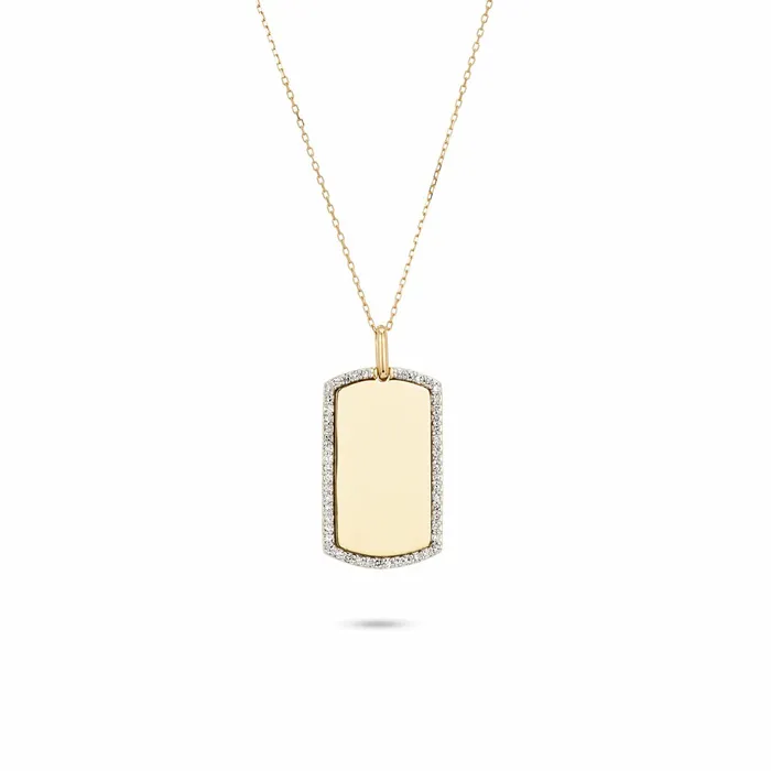 Adina Reyter Fine Chains and Pendants Pav Dog Tag Necklace 8211 Necklaces